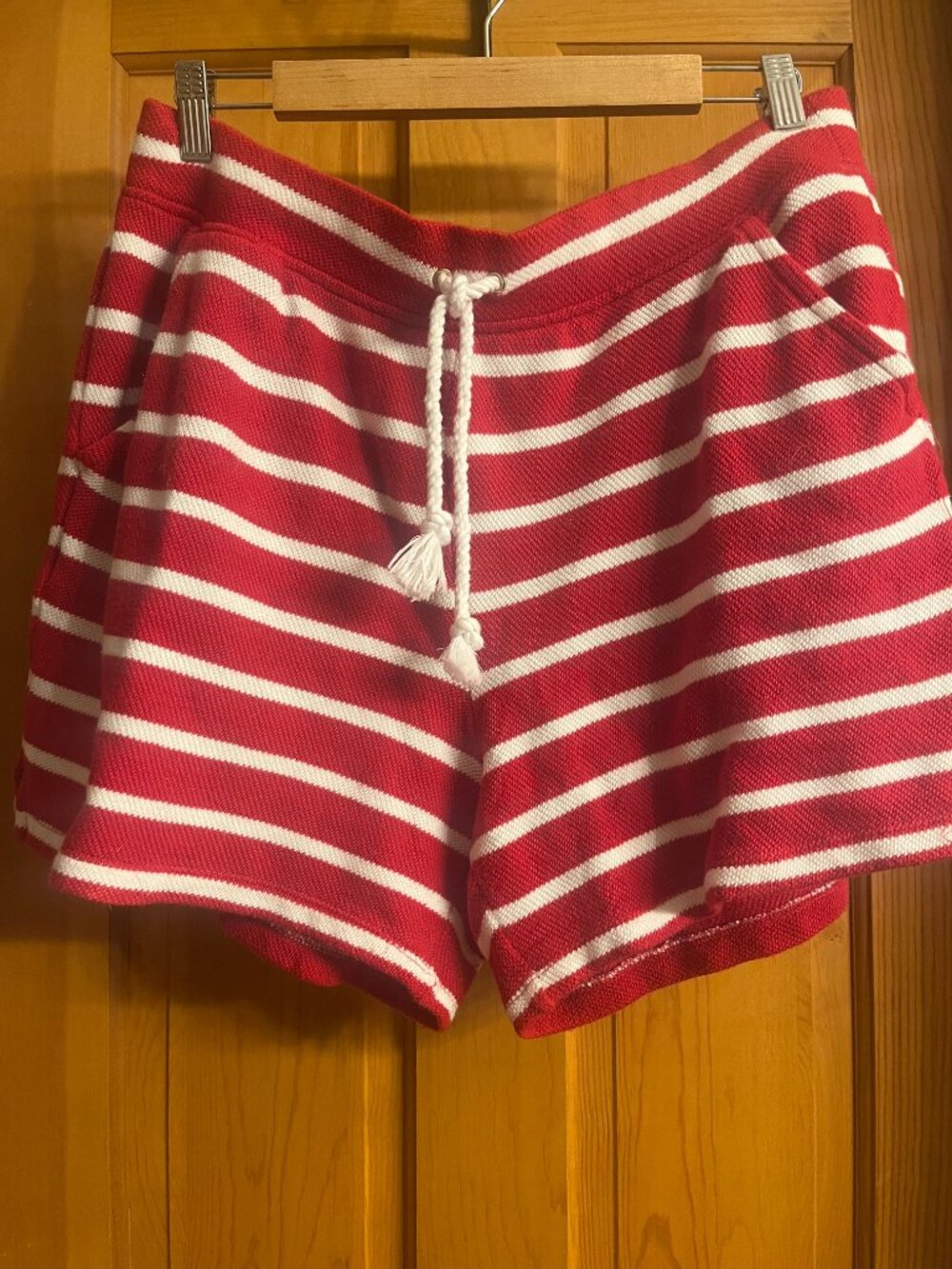 Talbots Red & White Striped Knit Drawstring Shorts | Nautical Coastal | XLP
